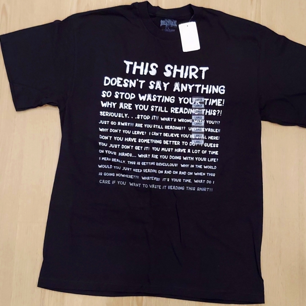 NWT Men's Large funny t-shirt Black